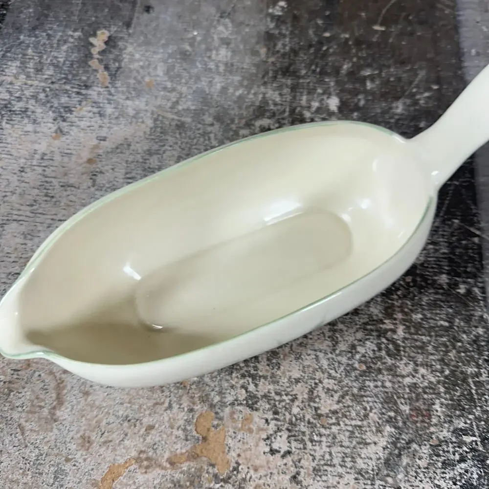 Winfield China‎ Bamboo (Round) Gravy Boat Vintage Handcrafted Green MCM